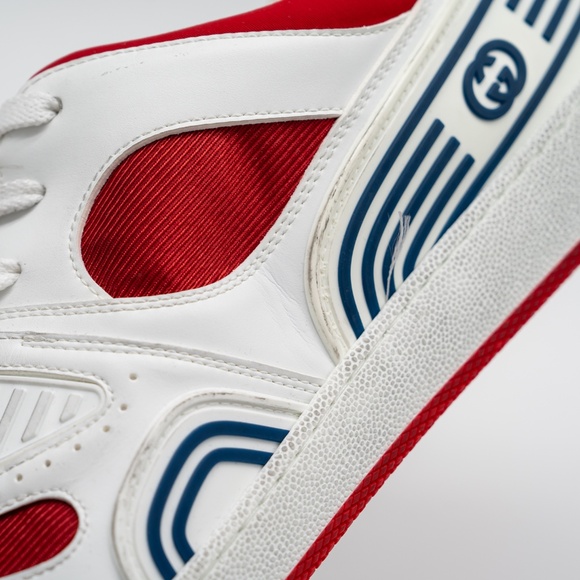 Size 13.5G 14 US Gucci Basket Low White Demetra Red Black Sneakers - Picture 11 of 15
